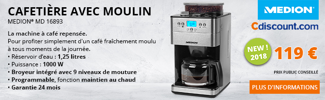 Machine  caf MD 16893 en vente sur CDiscount ! - moulin  caf intgr avec 9 niveaux de mouture, programmable, arrt automatique