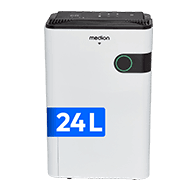 MD12044 Luftentfeuchter mit 24-Liter-Entfeuchtungsleistung und digitalem Bedienfeld zur Regulierung der Luftfeuchtigkeit in Wohnräumen.