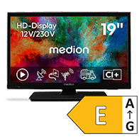 MEDION 19 Zoll HD-TV mit 12V-/230V-Anschluss und Energieeffizienzklasse E
