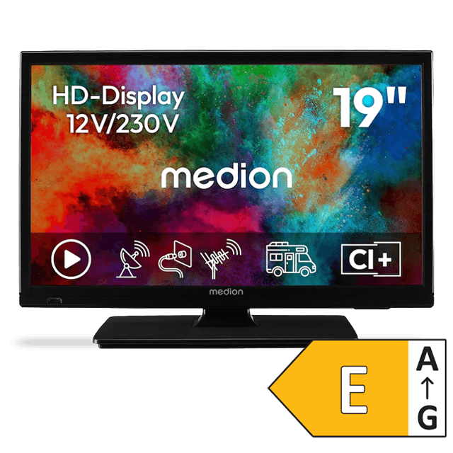 MEDION 19 Zoll HD-TV mit 12V-/230V-Anschluss und Energieeffizienzklasse E