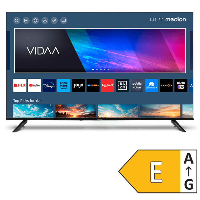MEDION Smart-TV mit VIDAA Oberfläche und Energieeffizienzklasse E