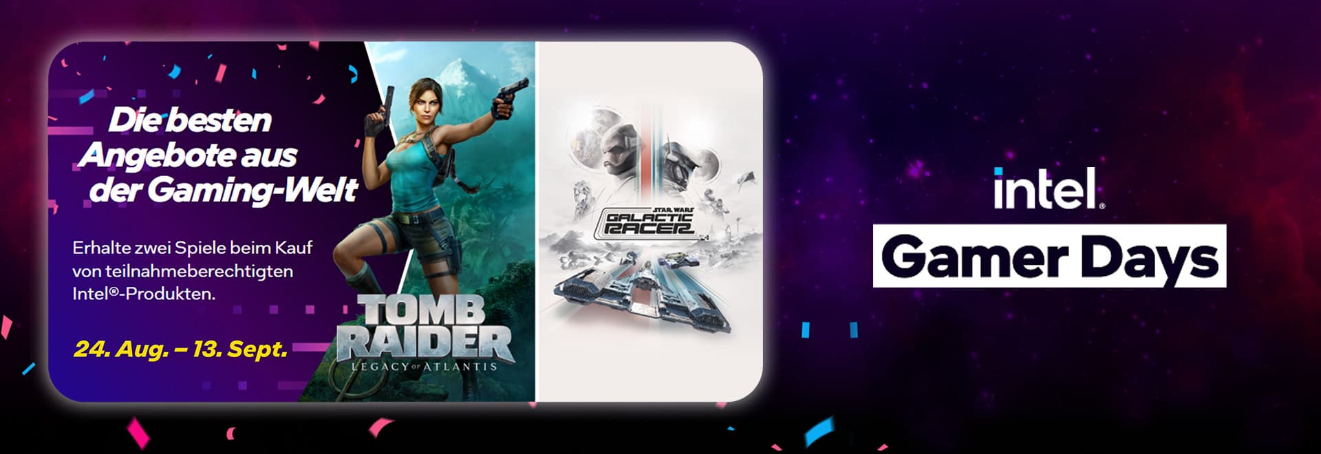 Intel Gamer Days: Zwei Spiele beim Kauf teilnahmeberechtigter Intel Produkte – Tomb Raider: Legacy of Atlantis und Star Wars: Galactic Racer