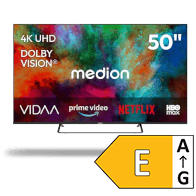 MEDION Smart-TV MD850302 mit 50-Zoll-4K-UHD-Display, Dolby Vision, VIDAA Smart-TV-System und Energieeffizienzklasse E.