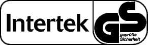 Intertek GS-Logo mit dem Text „geprüfte Sicherheit“, dargestellt in fettgedruckter schwarzer Schrift auf weißem Hintergrund.