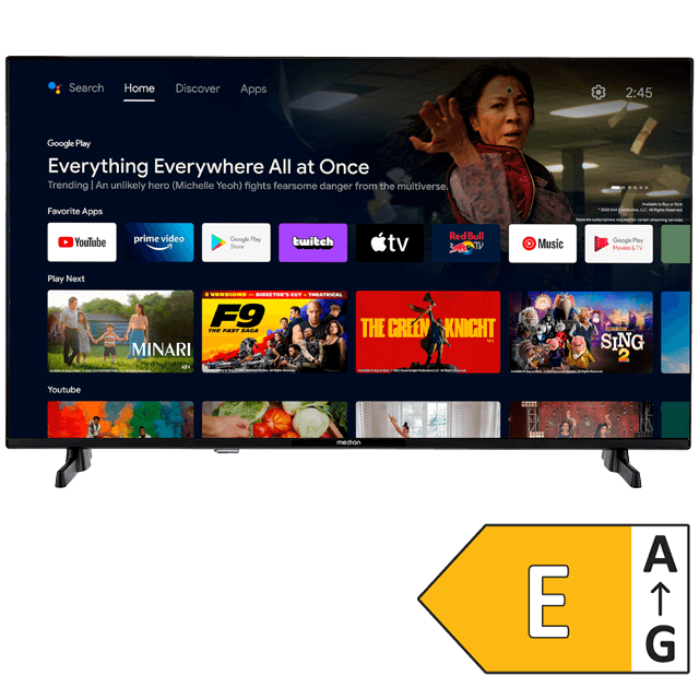 MEDION Smart-TV mit Google TV Oberfläche und Energieeffizienzklasse E