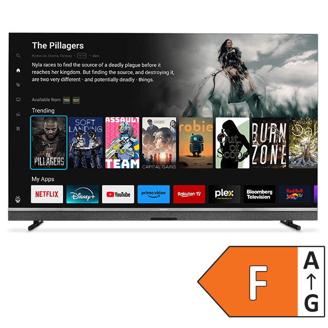 MEDION 65 Zoll Smart-TV mit Streaming-Oberfläche und Energieeffizienzklasse F