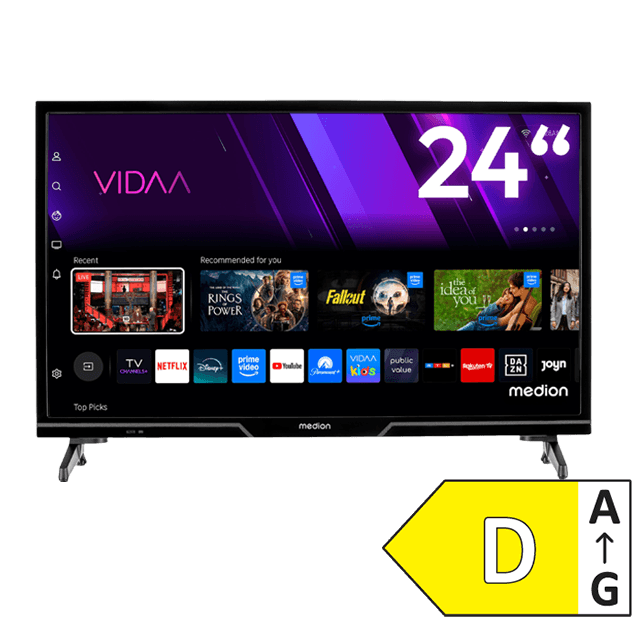 MEDION 24 Zoll Smart-TV mit VIDAA Oberfläche und Energieeffizienzklasse D