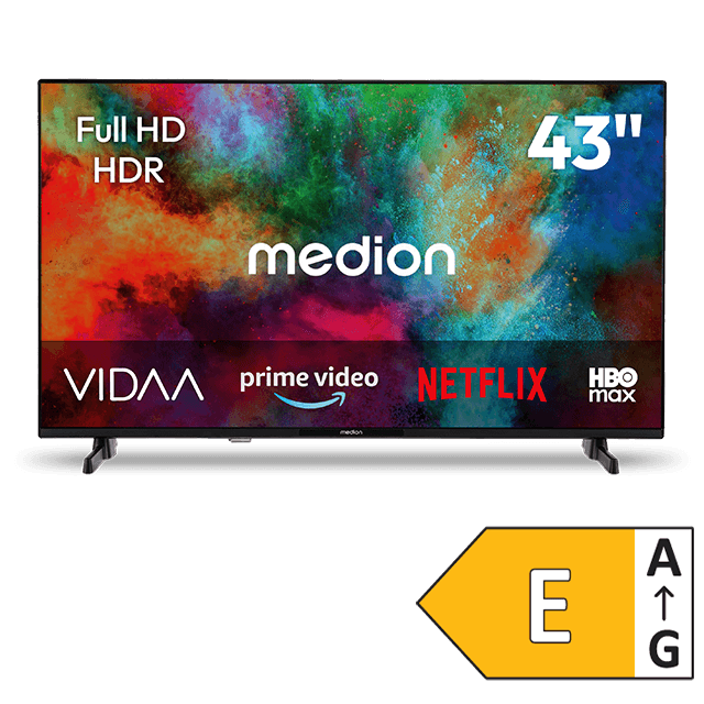 MEDION 43 Zoll Smart-TV mit VIDAA Oberfläche und Energieeffizienzklasse E
