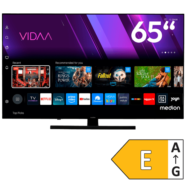 MEDION Smart-TV mit VIDAA Streaming-Oberfläche und Energieeffizienzklasse E