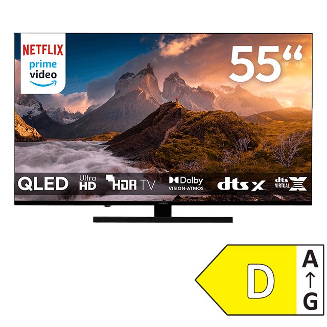 MEDION 55 Zoll QLED Smart-TV mit Ultra HD und Energieeffizienzklasse D