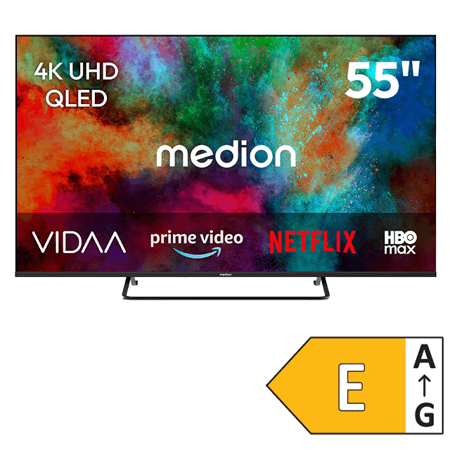 MEDION 55 Zoll 4K UHD QLED Smart-TV mit VIDAA und Energieeffizienzklasse E